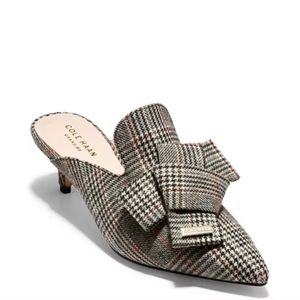 Cole Haan Ophelia kitten heel plaid mule